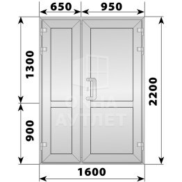 Алюминиевая входная полуторная глухая дверь 1600×2200 ОА-66235