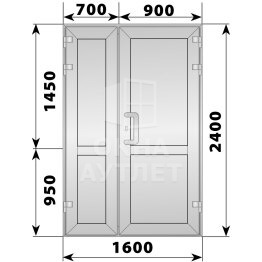 Алюминиевая входная полуторная глухая дверь 1600×2400 ОА-66337