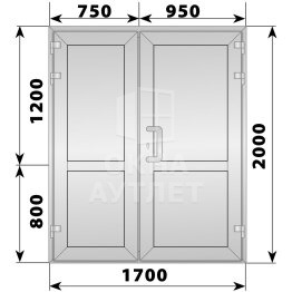 Алюминиевая входная полуторная глухая дверь 1700×2000 ОА-66157