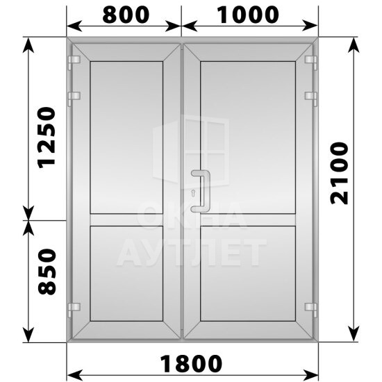 Алюминиевая входная полуторная глухая дверь 1800×2100 ОА-64486