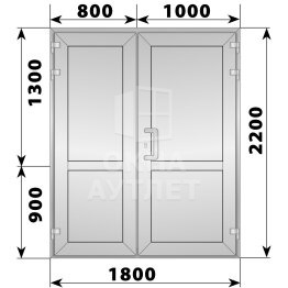 Алюминиевая входная полуторная глухая дверь 1800×2200 ОА-64462