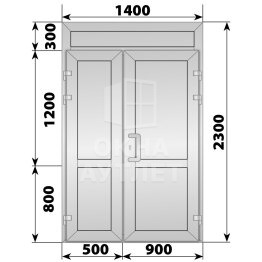 Алюминиевая входная полуторная глухая дверь с фрамугой 1400×2300 ОА-65974