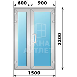 Алюминиевая входная полуторная остекленная дверь 1500×2200 ОА-65884