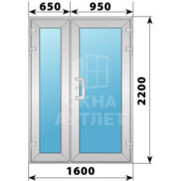 Алюминиевая входная полуторная остекленная дверь 1600×2200 ОА-66076