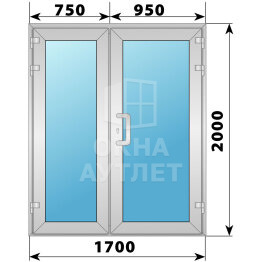 Алюминиевая входная полуторная остекленная дверь 1700×2000 ОА-65968