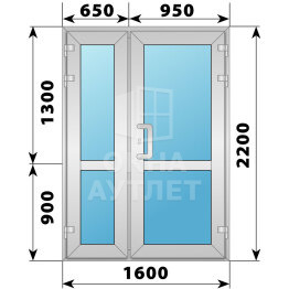 Алюминиевая входная полуторная остекленная дверь с импостом 1600×2200 ОА-66172