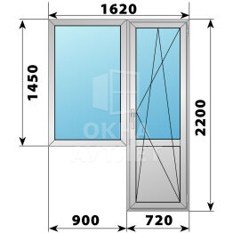 Алюминиевый балконный блок 1620×2200 Тип 1 ОА-60499