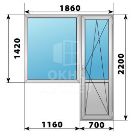 Алюминиевый балконный блок 1860×2200 Тип 1 ОА-58906
