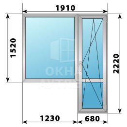Алюминиевый балконный блок 1910×2220 Тип 4 ОА-60646
