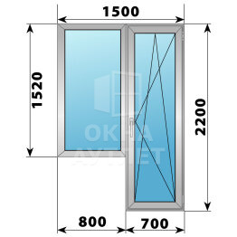 Алюминиевый балконный блок 1500×2200 Тип 6 ОА-60241