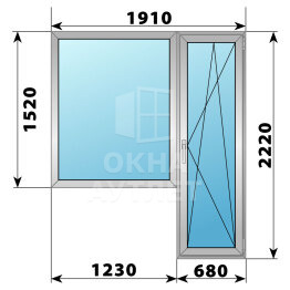 Алюминиевый балконный блок 1910×2220 Тип 6 ОА-60421