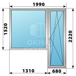 Алюминиевый балконный блок 1990×2220 Тип 6 ОА-60469