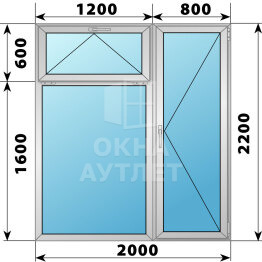 Алюминиевый прямоугольный балконный блок с фрамугой 2000×2200 ОА-61819