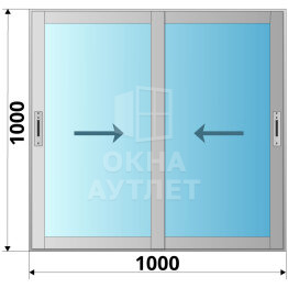 Алюминиевое раздвижное окно 1000×1000 2 створки ОА-53378