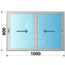 Алюминиевое раздвижное окно 1000×800 2 створки ОА-53692
