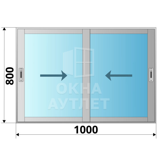 Алюминиевое раздвижное окно 1000×800 2 створки ОА-53692