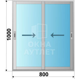 Алюминиевое раздвижное окно 800×1000 2 створки ОА-53695