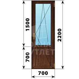 Балконная дверь из дуба с глухим низом 700×2200 ПО ОА-61579