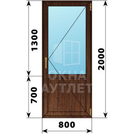 Балконная дверь из дуба с глухим низом 800×2000 П ОА-61564