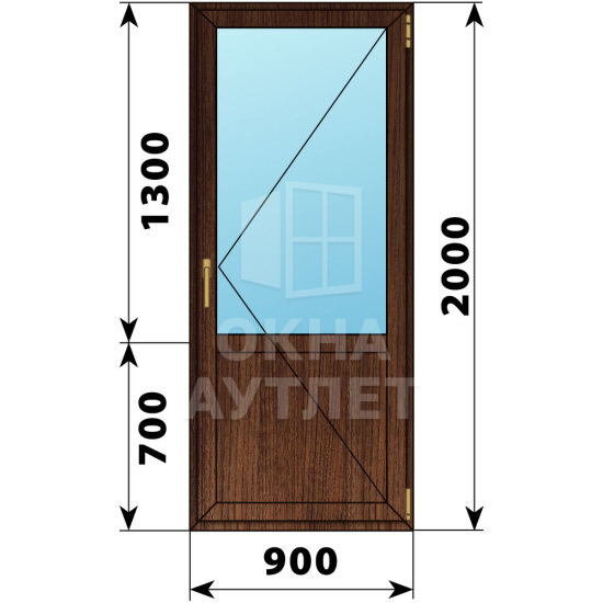 Балконная дверь из дуба с глухим низом 900×2000 П ОА-61672