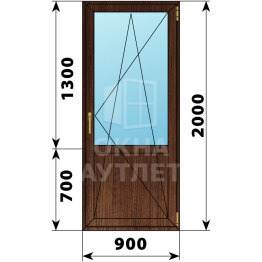 Балконная дверь из дуба с глухим низом 900×2000 ПО ОА-61696