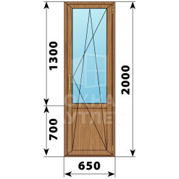 Балконная дверь из лиственницы с глухим низом 650×2000 ПО ОА-62914