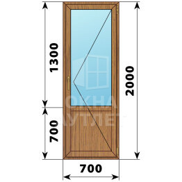 Балконная дверь из лиственницы с глухим низом 700×2000 П ОА-60223