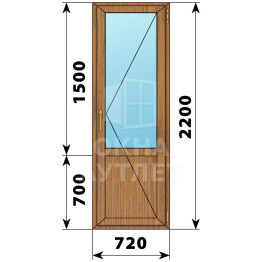 Балконная дверь из лиственницы с глухим низом 720×2200 П ОА-60460