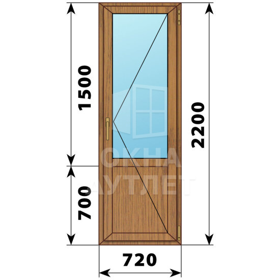 Балконная дверь из лиственницы с глухим низом 720×2200 П ОА-60460