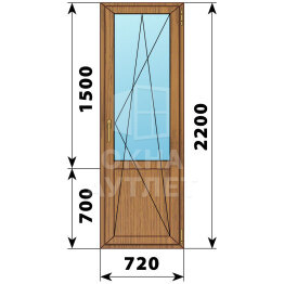 Балконная дверь из лиственницы с глухим низом 720×2200 ПО ОА-60484