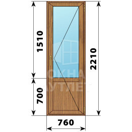 Балконная дверь из лиственницы с глухим низом 760×2210 П ОА-60529