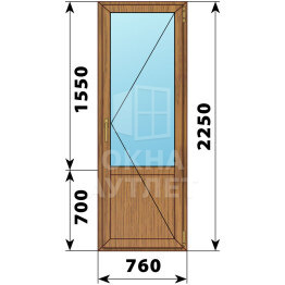 Балконная дверь из лиственницы с глухим низом 760×2250 П ОА-63046