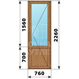 Балконная дверь из лиственницы с глухим низом 760×2260 П ОА-63055