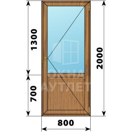 Балконная дверь из лиственницы с глухим низом 800×2000 П ОА-60430