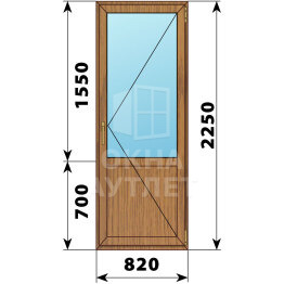 Балконная дверь из лиственницы с глухим низом 820×2250 П ОА-60682