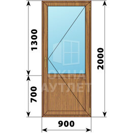 Балконная дверь из лиственницы с глухим низом 900×2000 П ОА-60586