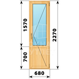 Балконная дверь из сосны с глухим низом 680×2270 П ОА-62857