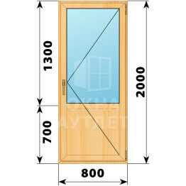 Балконная дверь из сосны с глухим низом 800×2000 П ОА-59905