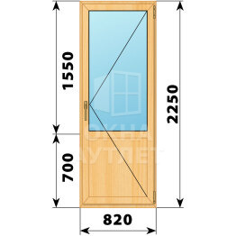 Балконная дверь из сосны с глухим низом 820×2250 П ОА-60136