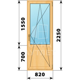 Балконная дверь из сосны с глухим низом 820×2250 ПО ОА-60166