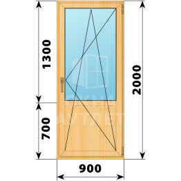 Балконная дверь из сосны с глухим низом 900×2000 ПО ОА-60079