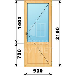 Балконная дверь из сосны с глухим низом 900×2100 П ОА-60121