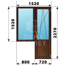 Балконный блок из дуба 1520×2270 Тип 1 ОА-52955