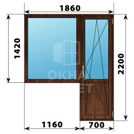 Балконный блок из дуба 1860×2200 Тип 1 ОА-53000