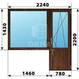 Балконный блок из дуба 2240×2200 Тип 1 ОА-53141