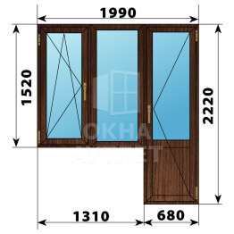 Балконный блок из дуба 1990×2220 Тип 2 ОА-53261