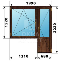 Балконный блок из дуба 1990×2220 Тип 3 ОА-53207