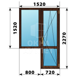 Балконный блок из дуба 1520×2270 Тип 4 ОА-52919