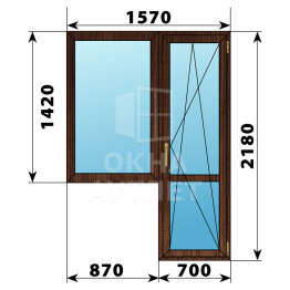 Балконный блок из дуба 1570×2180 Тип 4 ОА-52877