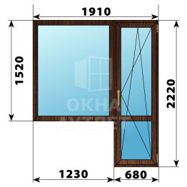 Балконный блок из дуба 1910×2220 Тип 4 ОА-52997